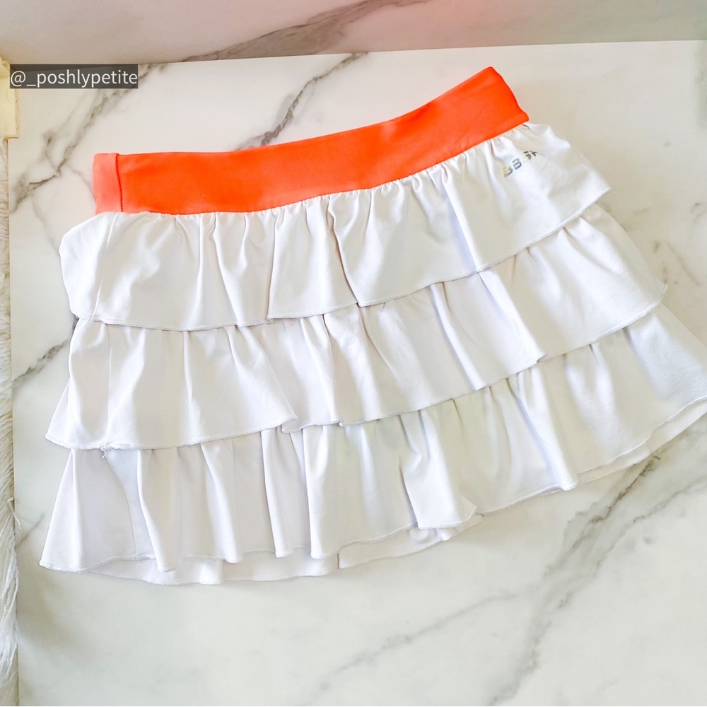 BEBE XS ruffled tiered workout athleisure mini skirt